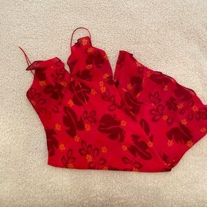 Vintage Express Red Hawaiian Floral Midi Dress